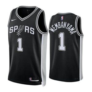 Mens 1 Victor Wembanyama Stitched Black Jersey